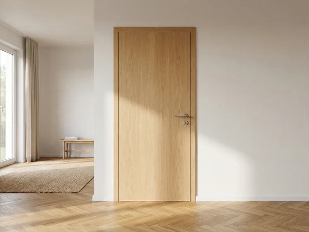 Neu eingebaute Innentür aus Eiche mit passender Zarge